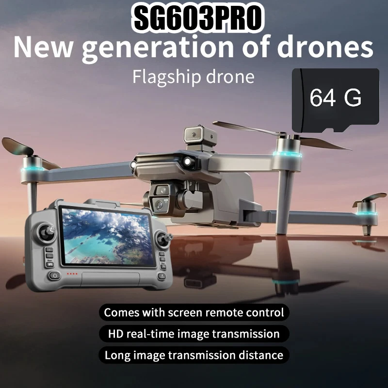

New Drone SG603Pro with Remote Control Big Screen Hd Camera Avoids Obstacles Foldable Brushless Rc Gps Quadcopter Toy Present