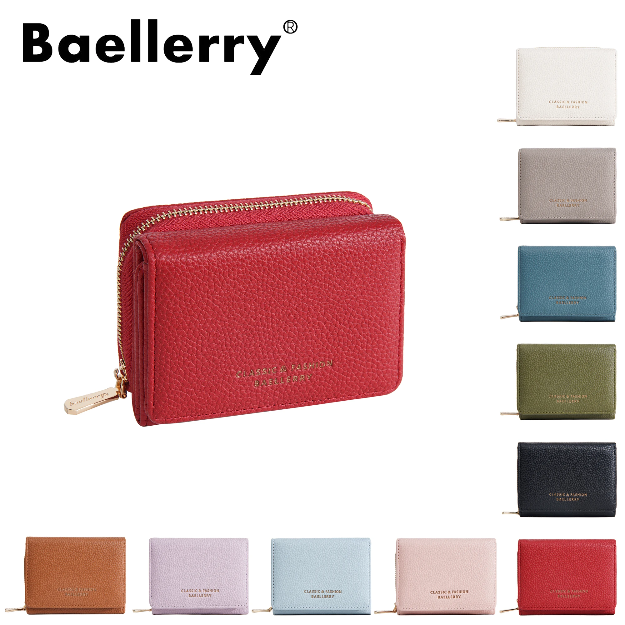 1Pcs French-Style Sweet Retro Crocodile Pattern Embossed Women's Wallet, Baellerry Ins Style Multi-Card Slot Zipper Card Holder, Retro Pu Leather Coin Purse