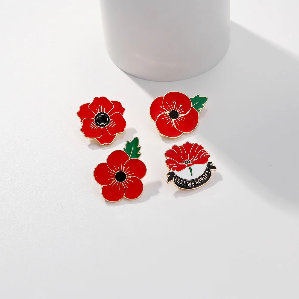 2024 New Poppy Enamel Brooch Fashion Exquisite Red Poppy Flower Series Coat Lapel Pin Badge Popular Jewelry Presents