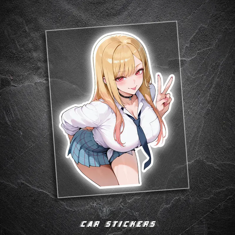 Japanese Style JK Anime Girl Decal, Waterproof Scratch Mask Sticker for Auto & Motorbike Body Panel Decoration