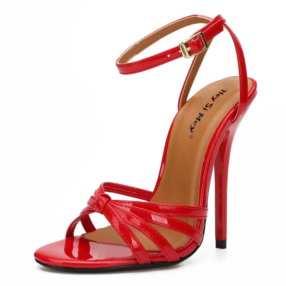 Sexy High Heels Sandals Women Ankle Straps Fashion Summer Gladiator Flip Flops Black Red Party Wedding Shoes Lady Plus Size 48