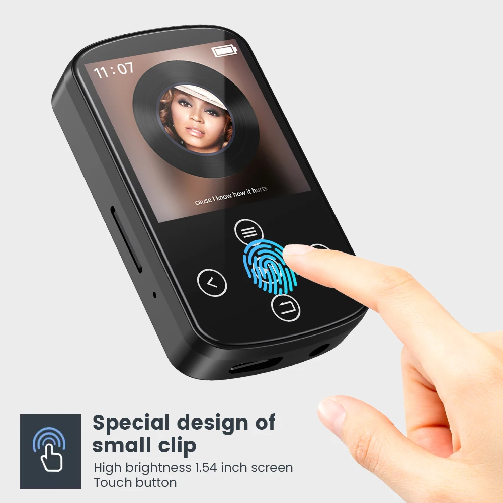 Lecteur MP3 Bluetooth de sport avec clip, 8 Go, 16 Go, mini lecteur de musique et vidéo, enregistreur FM, podomètre, livre électronique, carte TF et SD, nouveau