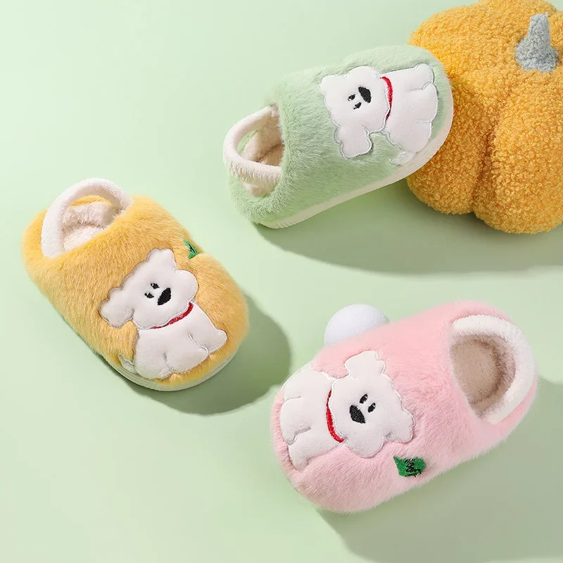 

Children's Slipper for Girls Fluffy Kids' Winter Shoes Cute Cartoon Boys Causal Warm Cotton Slippers Soft Soled Fashion Non-slip