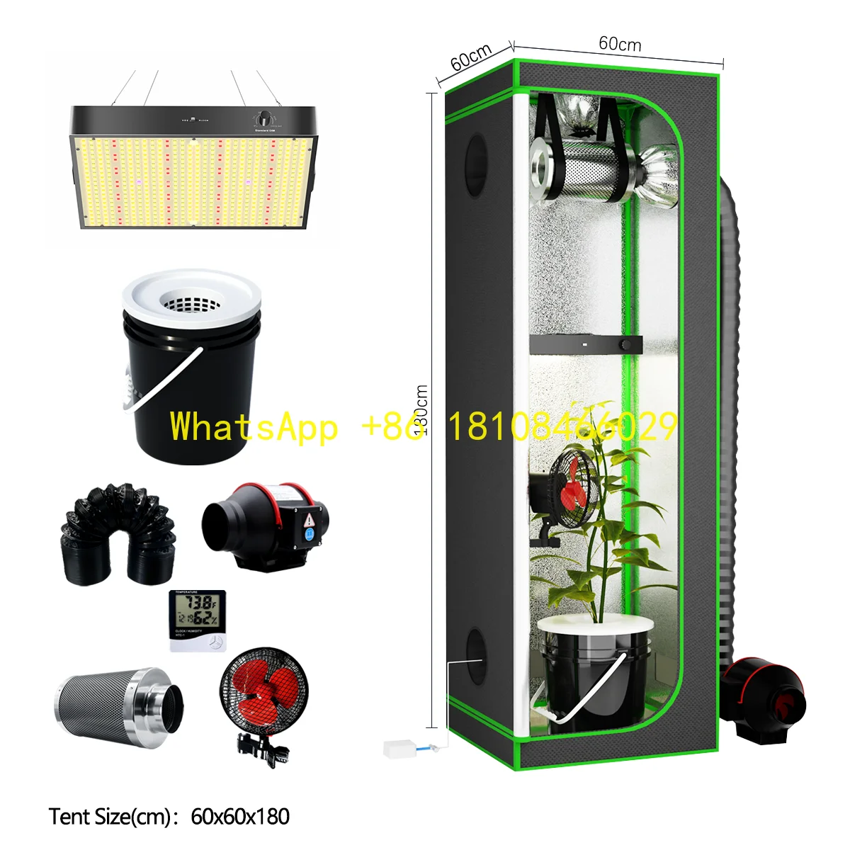 

Light with Ventilation and Irrigation SystemDirect Sale Grow Tents Complete Kit 60*60*180cm Full Spectrum UV IR Led Grow