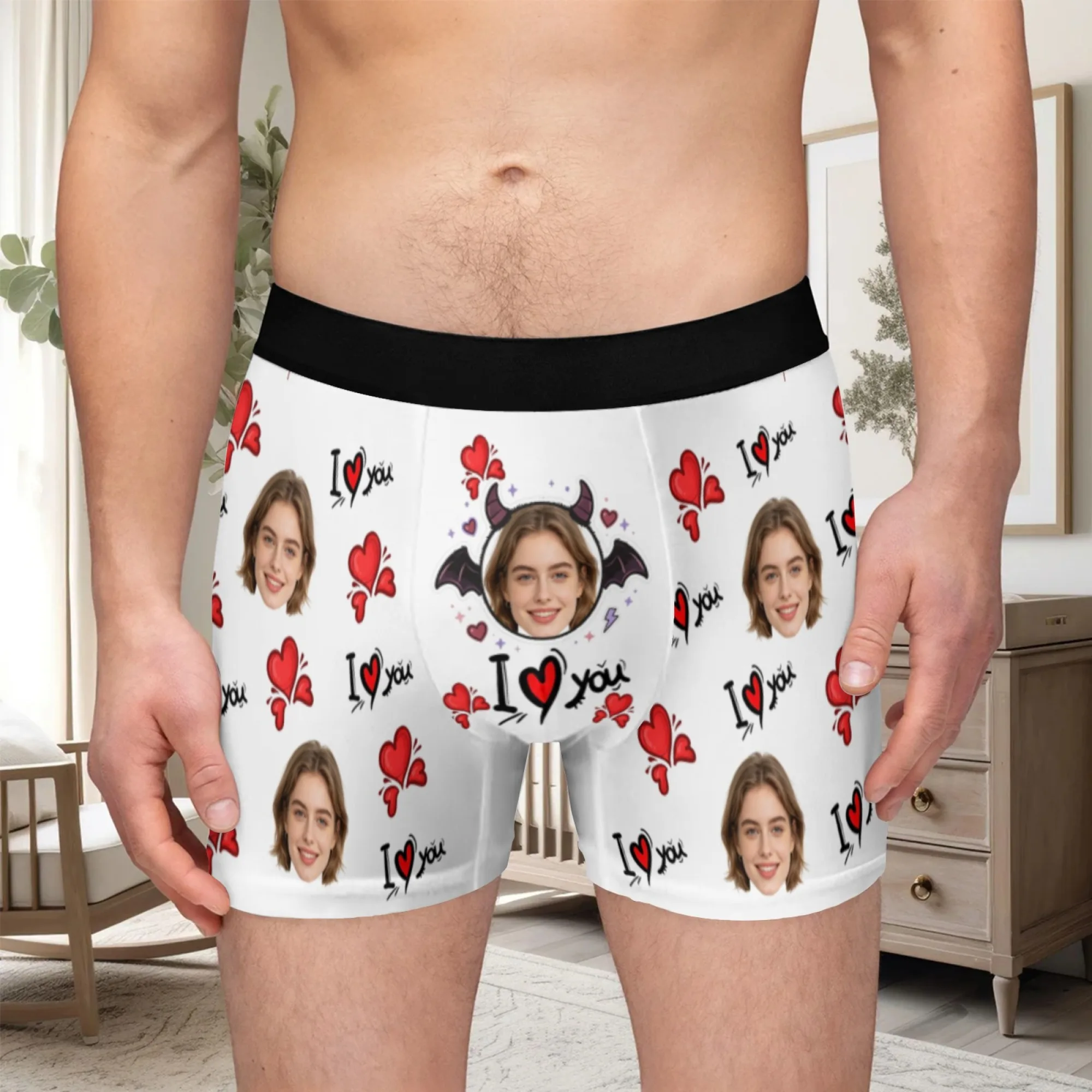 Personalized facial photos customized underwear  flat cornered men's Valentine's Day gift for husband  anniversary gift for fath view 2