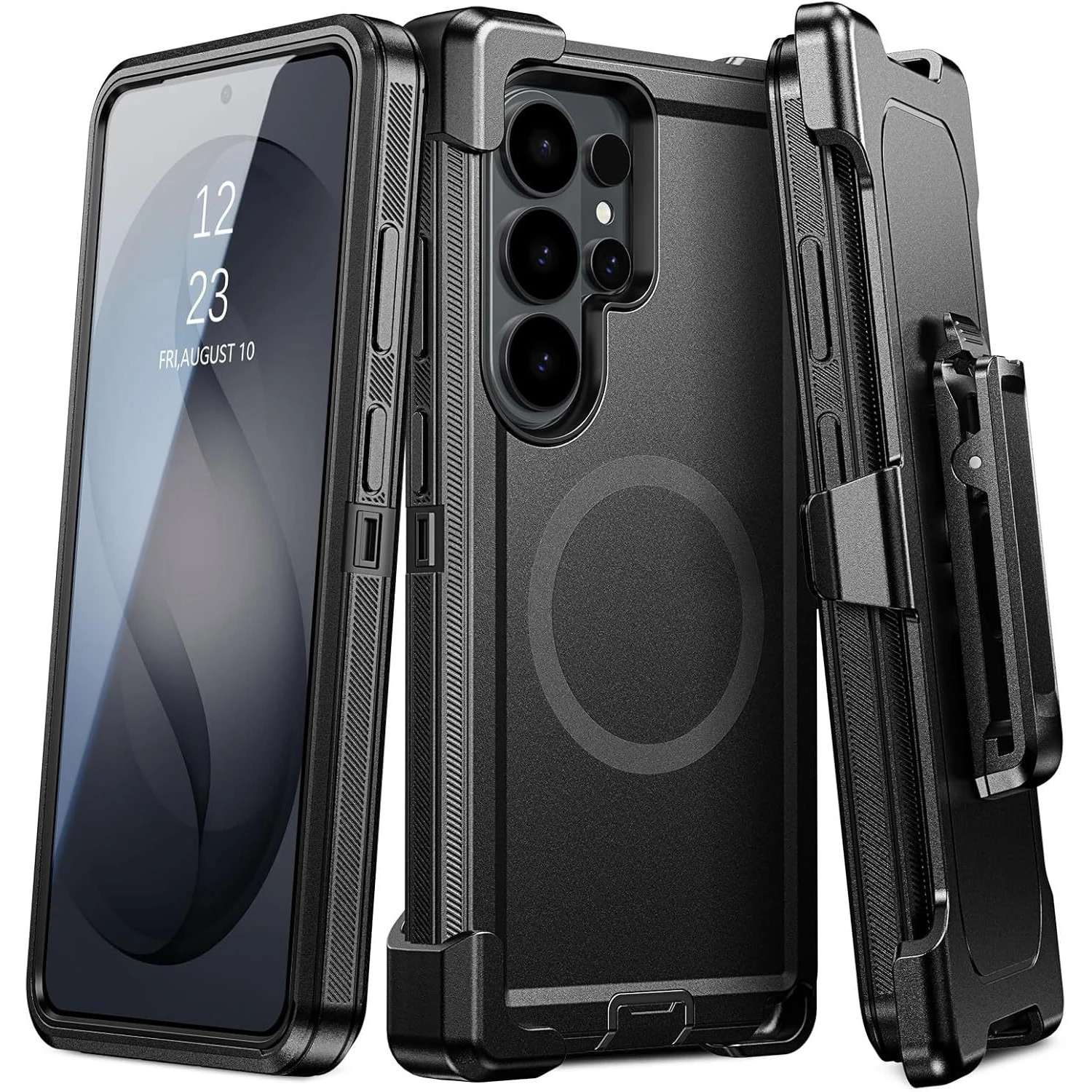 

For Samsung Galaxy S25 Ultra/S26 Ultra Case Belt Clip Holster Heavy Duty Magnetic Rugged 360° Rotating Kickstand Cover
