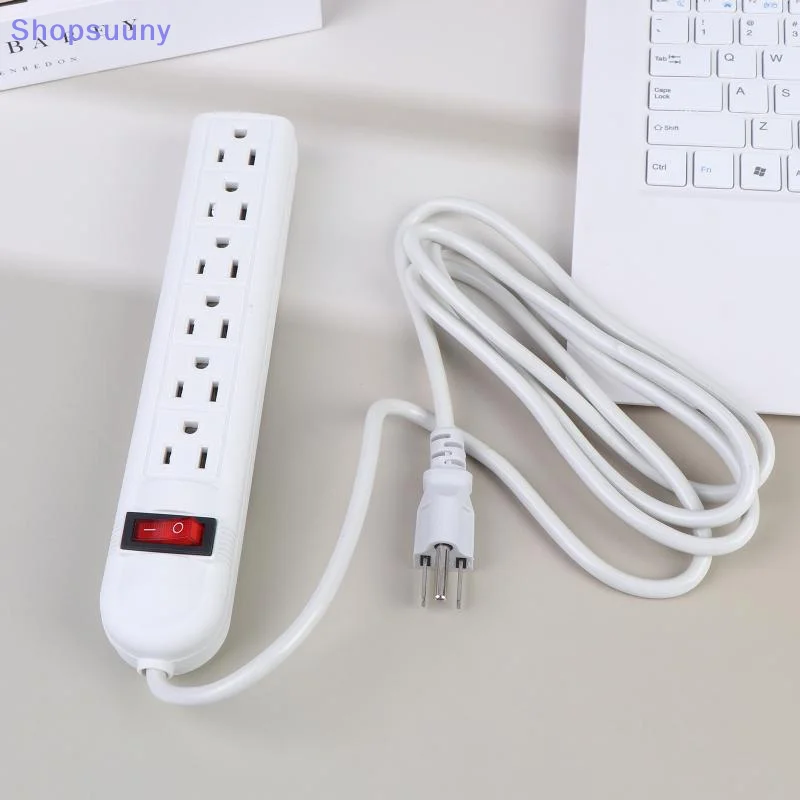 [SU]US Power Strip 6 Outlet 2M Surge Protected Extension Cord On Off Switch Safe Socket For Home Office Dorm Electronic Charging