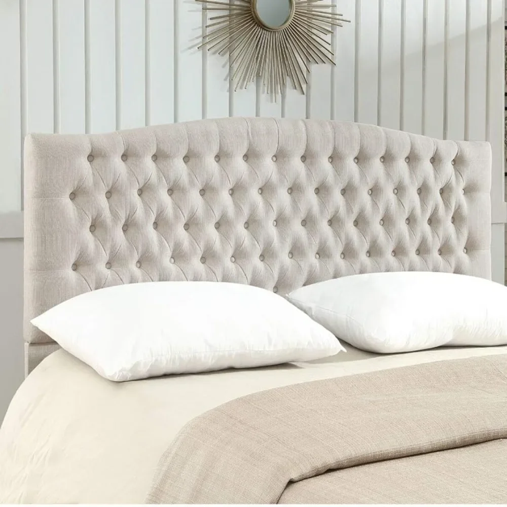 

Linen Upholstered Tufted Button King Headboard and Comfortable Fashional Padded King California King Size headboard