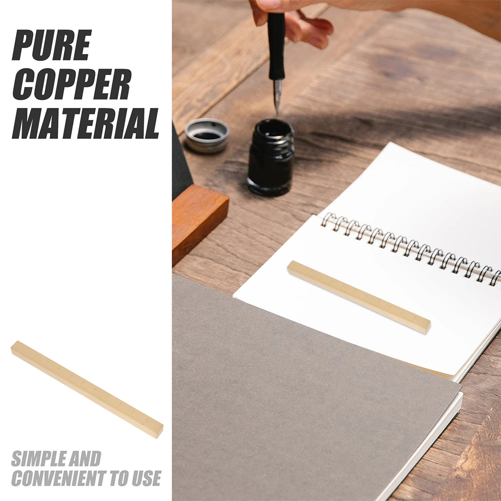 Copper Calligraphy Paperweight Vintage Thickened Copper Paper Weight Office Desk Decor Chinese Calligraphy Paperweight Ruler