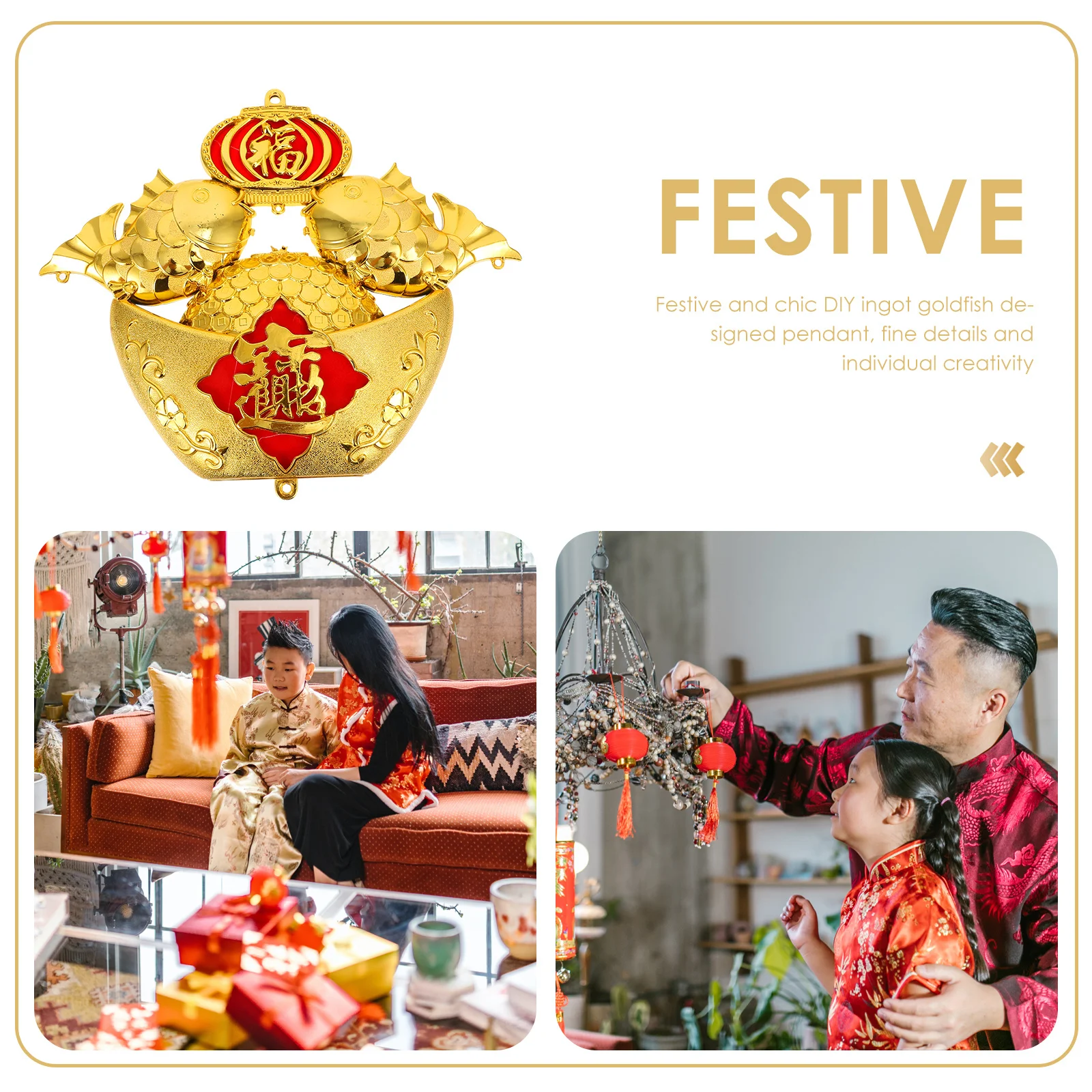 1 قطعة سبيكة ذهبية معلقة ديكور السنة الصينية الجديدة مهرجان الربيع DIY المعلقات الرائعة الحرف البلاستيكية زخرفة احتفالية #2