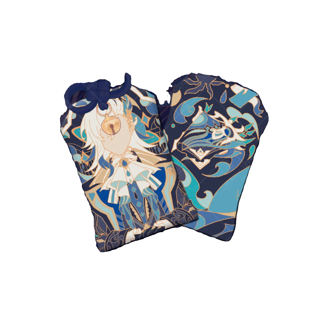 Anime Genshin Impact Neuvillette Cosplay Cartoon OMaMoRi Good Luck Pendant Amulet Kimono Laser Ticket Badge Souvenir Gift