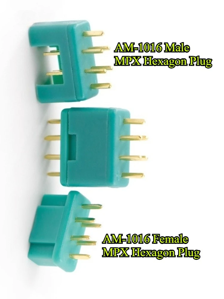 Connecteur Multiplex MPX mâle femelle, plaqué or 24K, 6 broches AM-1016 pour planeur RC, accessoires de connexion de ligne de Signal, 3/5/10 pièces