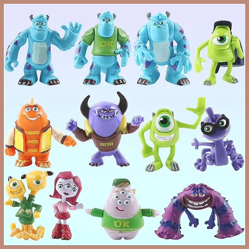 for Disney Pixar Monsters University Action Figures Set, 12pcs Sulley & Mike PVC Model Toys Gift for Kids