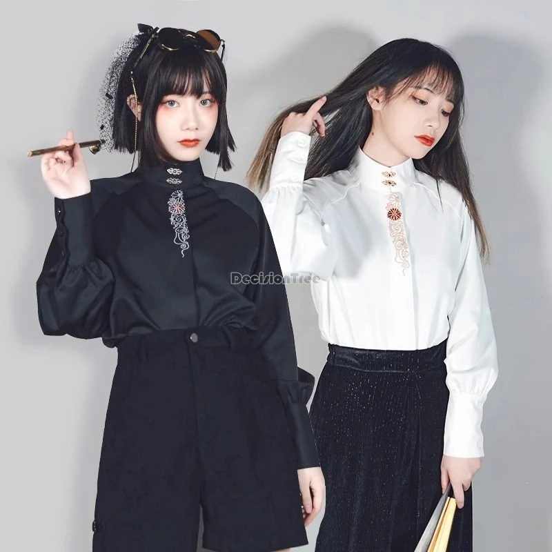 قميص هانفو بأكمام طويلة ومطرز على الطراز الصيني لعام 2025 للنساء بدلة تانغ أنيقة فضفاضة للنساء