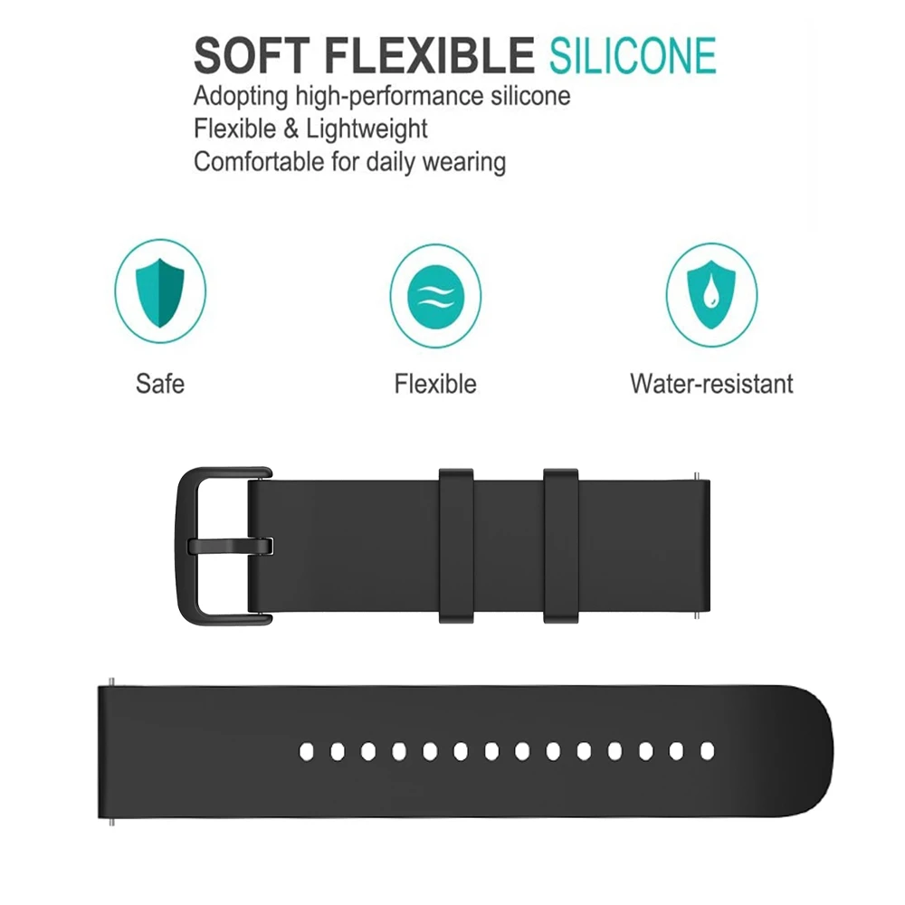 Bonbonfarbenes Silikonarmband für Samsung Galaxy-Uhrenarmband in 20/22 mm breitem Armband, atmungsaktives Armband mit rundem Schwanz