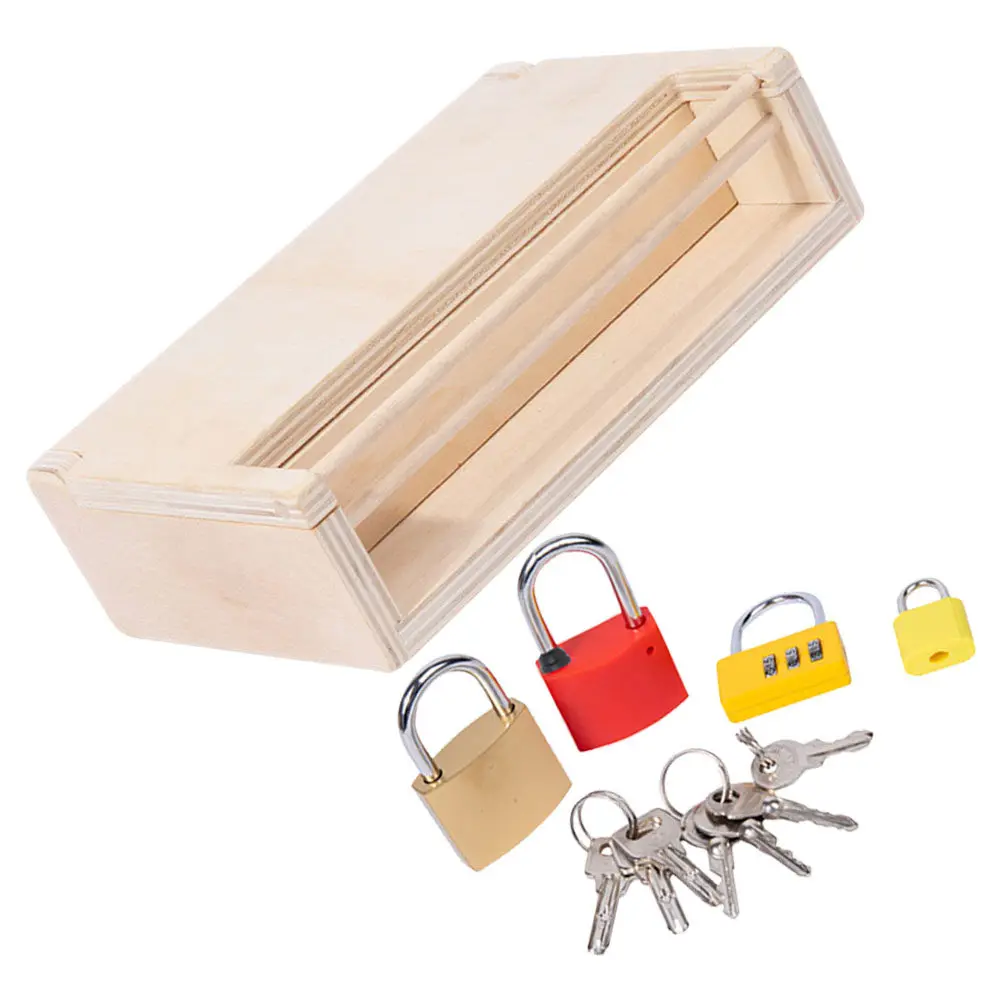 

1Set Toddler Lock Key Learning Montessori Educational Wood Metal Early Development Game for Kids Hand Eye Coordination Logical