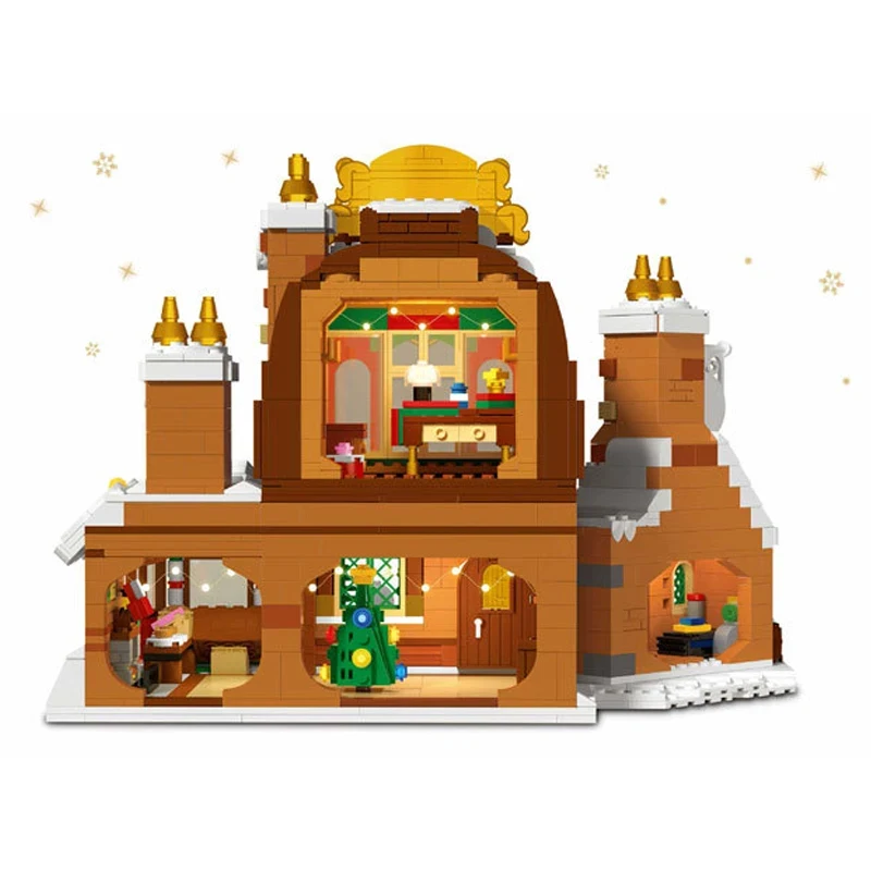 Merry Christmas 1481Pcs Gingerbread House Street View Model Building Blocks Snowman DIY Mini Bricks Toy Children Adult Xmas Gift