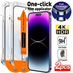 2Pcs Full Coverage Screen Protectors Tempered Glass Shockproof Anti-Fingerprint for iPhone 16 Pro Max 15 Pro Max 14 13 12 11