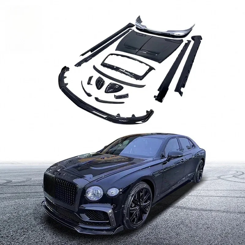 Heavy Duty Dry Carbon Fiber Exterior Kit Front Lip Side Skirts Mirror Cover Wing Sport Style Universal Fit Car Auto