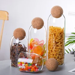 Cork Stopper Glass Sealed Jar Coffee Beans Dried Fruit Storage Box Kitchen Food Multigrain Storage Jar Creative Cork Tea Jar