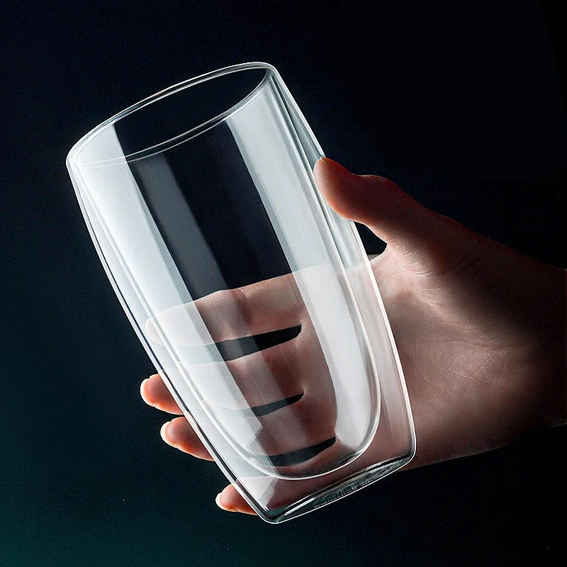 Transparent Glass Coffee Cup Milk Whiskey Tea Beer Double Creative Heat Resistant Cocktail Vodka Wine Mug Tumbler Drinkware Gift