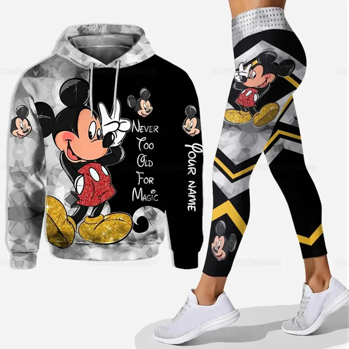 2025 3D ใหม่ Hoodie ผู้หญิงชุดกีฬาเสื้อกันหนาวกางเกงโยคะกีฬา Disney โยคะกางเกงแฟชั่นอะนิเมะเสื้อผ้า sudader