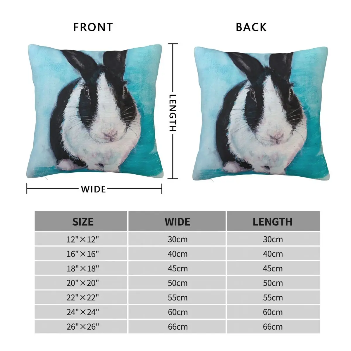 Watercolour Dutch Rabbit Mabel Square Pillowcase Polyester Linen Velvet Printed Decorative Throw Pillow Case Room Cushion Cover