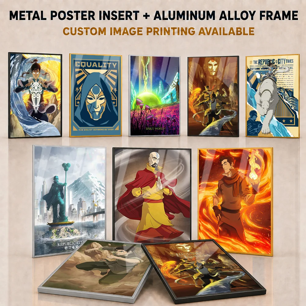 The Legend Of Korra Framed Metal Poster Personalized Photo Bold Animated Fantasy Style Wall Art For Media Room Pop Culture Gift