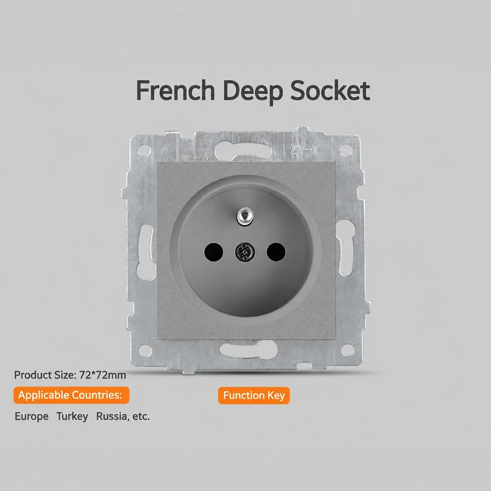 1Pcs 220V 16A 250V Modular Sockets And Switches PC Panel RJ45 TV Panel Wall Switch Dual USB Fast Charge EU French Socket Module