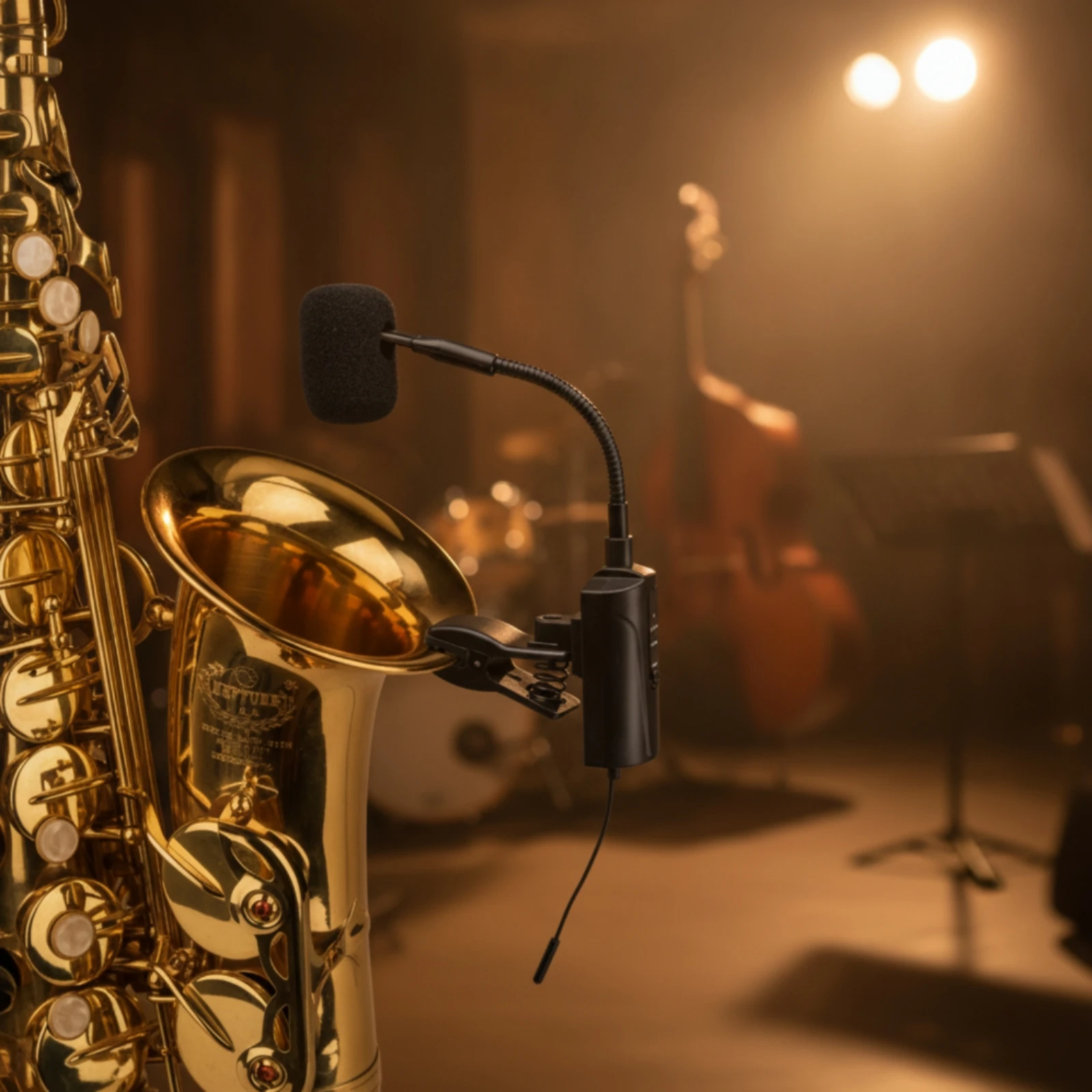 Saxophone Audio Pickup UHF Wireless Brass Audio Pickup Attach-on Pickup Mic Rechargeable Insertable for Saxophonists