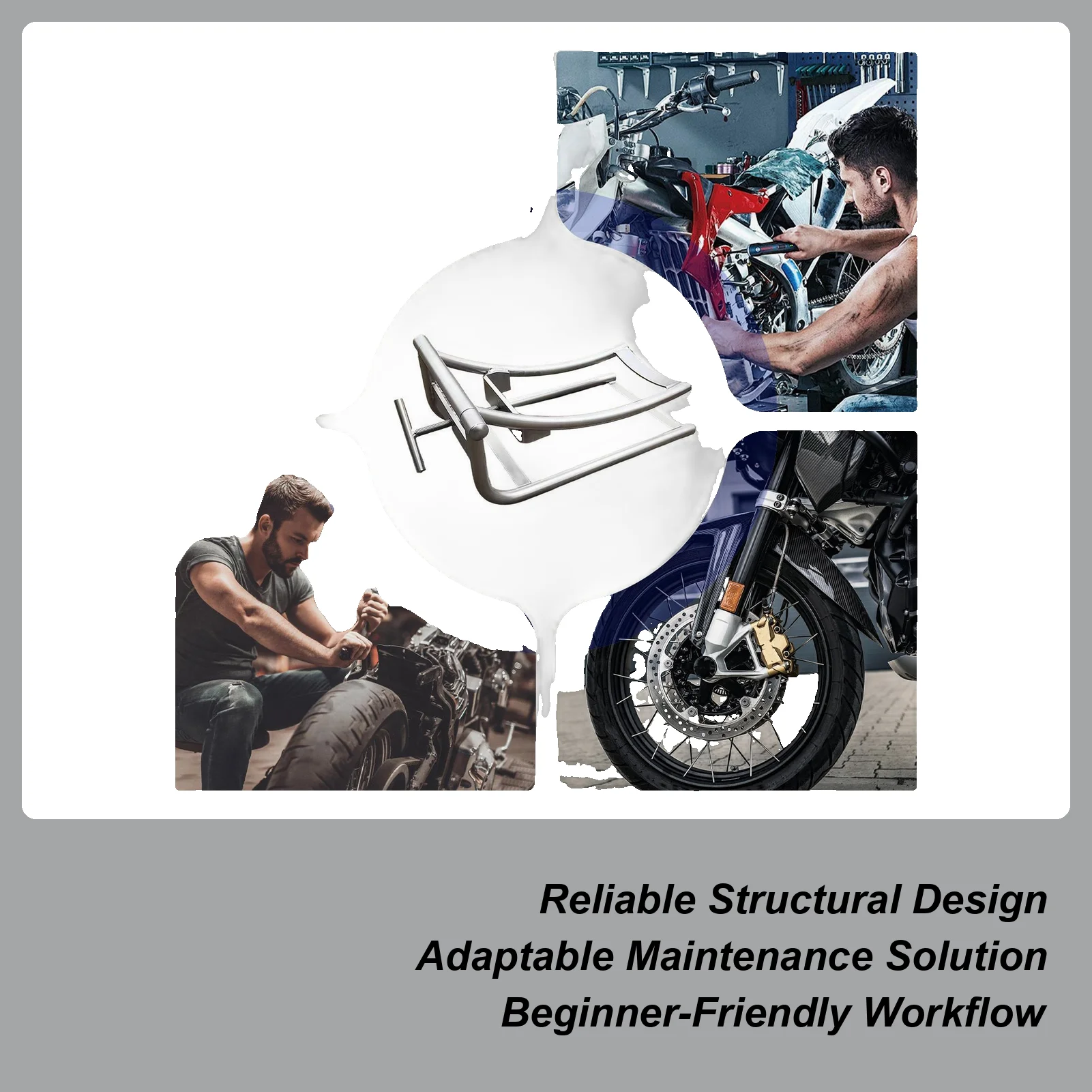 

Stainless Steel Motorcycle Rear Tire Replacement Auxiliary Device Maintenance Tool Height Adjustable Assist Lifting Machine