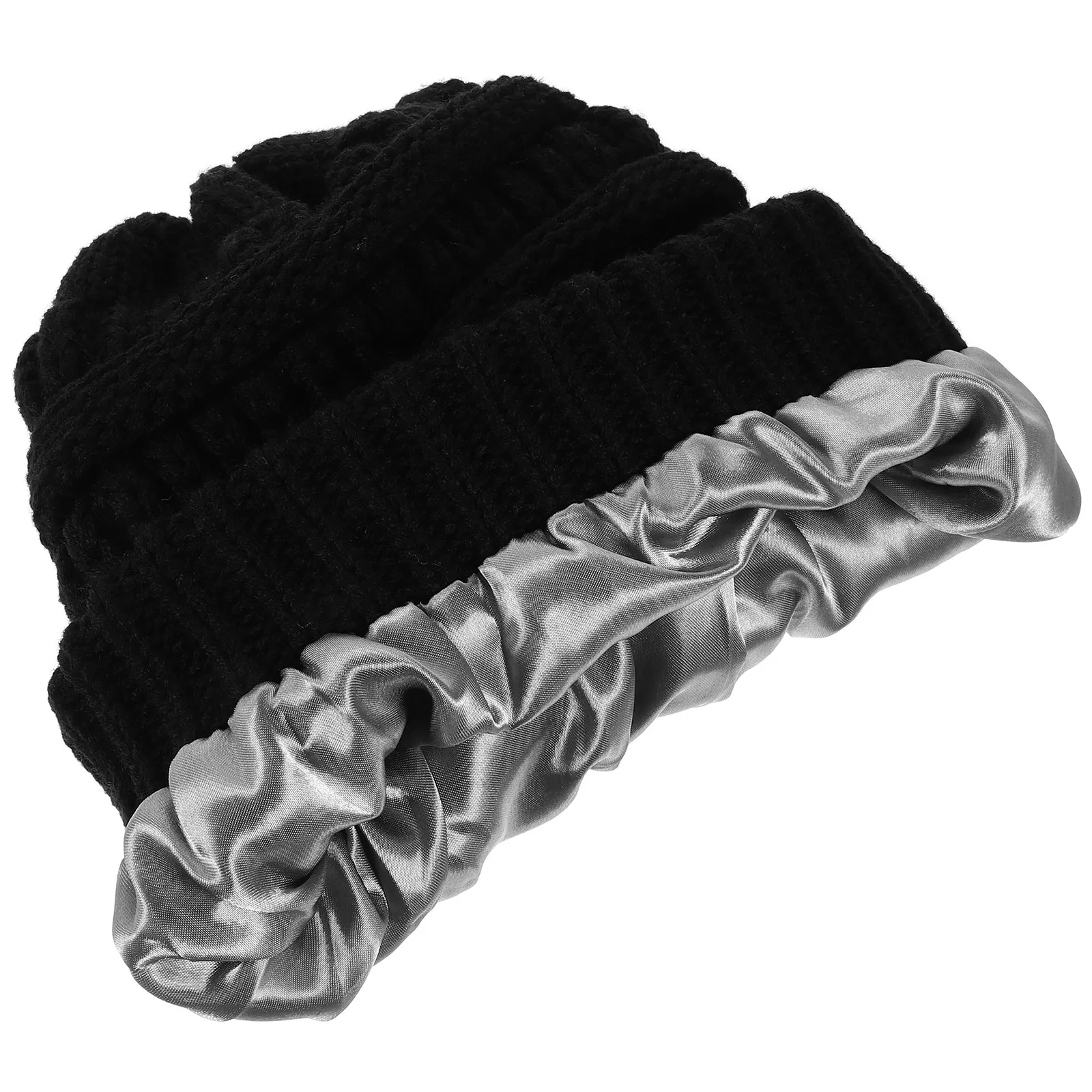 

Зимняя вязаная шапка-бини для женщин, акриловая, без козырька, теплая, однотонная, модная