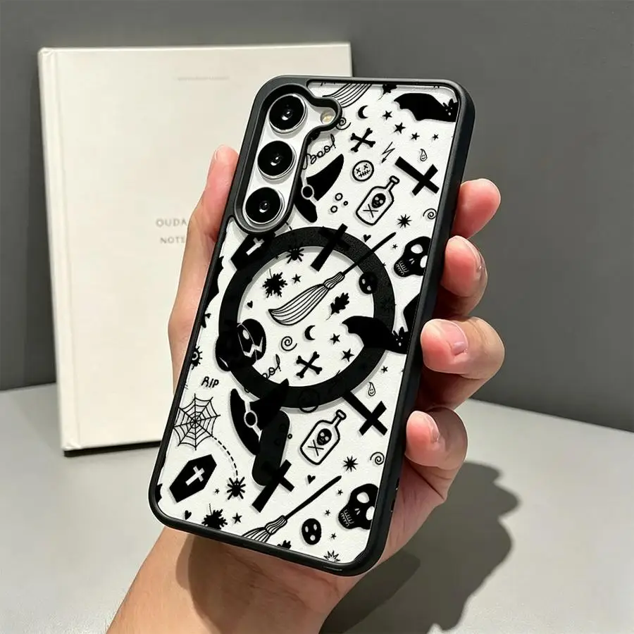 Halloween Pumpkin Magnetic Phone Cover Case for Samsung Galaxy S26 Plus S24 FE S22 S23 S24+ S25 S25 S26+ Ultra S23+