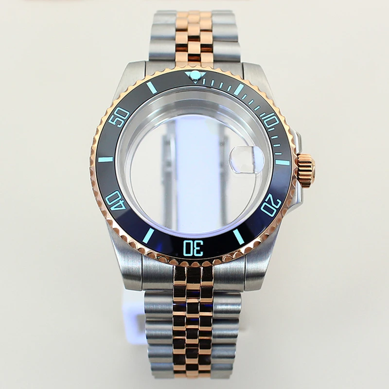 40mm 200m impermeable NH34 NH35 NH36 caja de reloj accesorio cristal de zafiro para NH35 NH36 Miyota8215 2824 C3 inserto de bisel de cerámica