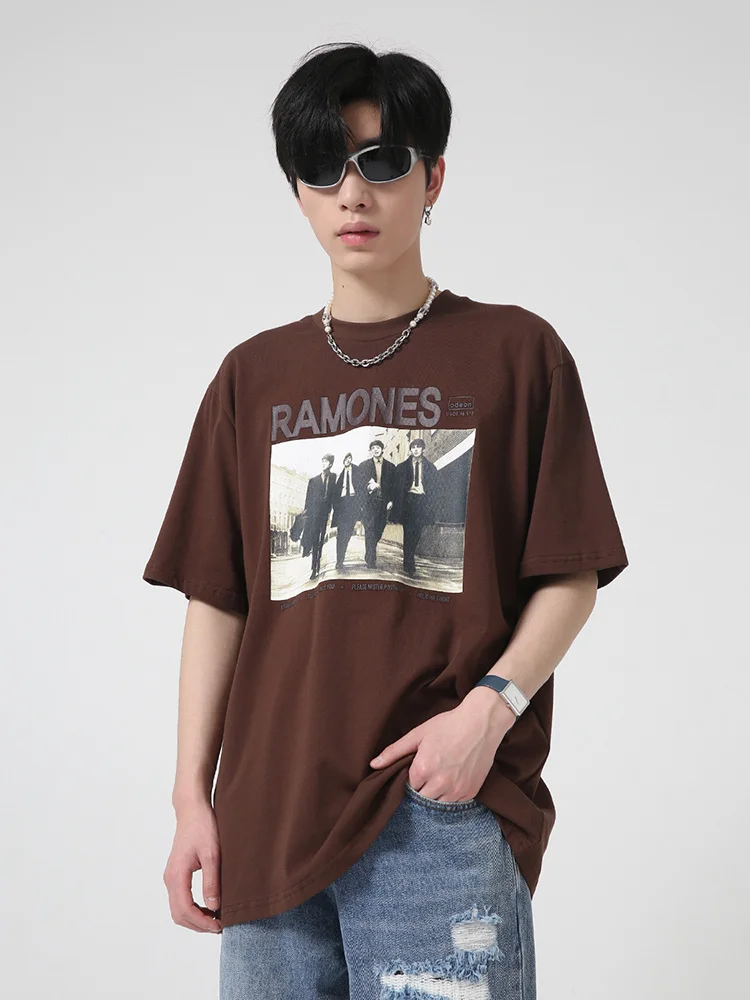 Printed Letters Men's Casual T-shirt Korean Style 2022 New Simple Personality Fashionable Loose Round Neck Tops 2A1225