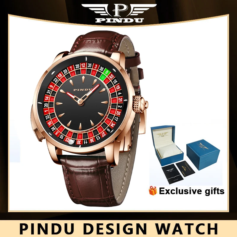 New Russian Roulette Mechanical Watches Pro Men's PINDU Watch NH35A Movement Sapphire Glass Waterproof Button Design Wristwatch