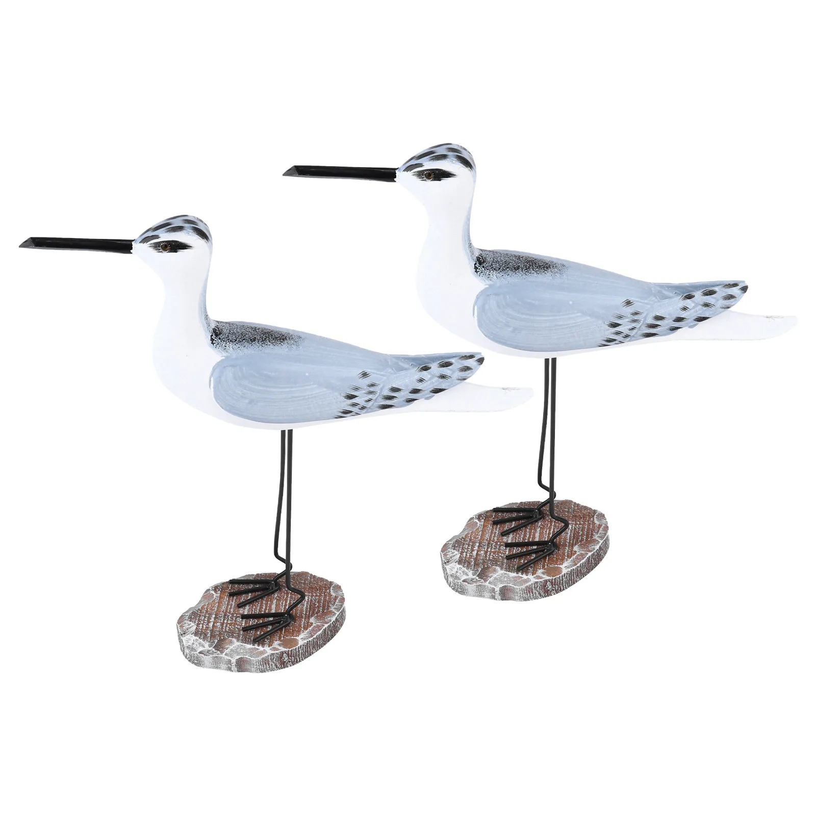 

Coastal Wooden Bird Adornment 2 Pieces Seagull Figurines Craft Decoration for Office Home Beach Interior Simulated Animal Statue