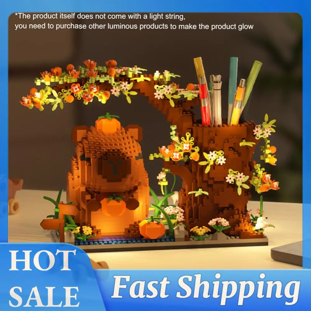 

Набор для сборки фигурок капибар из 1880 деталей: подставка для ручек, мини-фигурки, игрушки-конструкторы, тематическая настольная декорация в виде животных