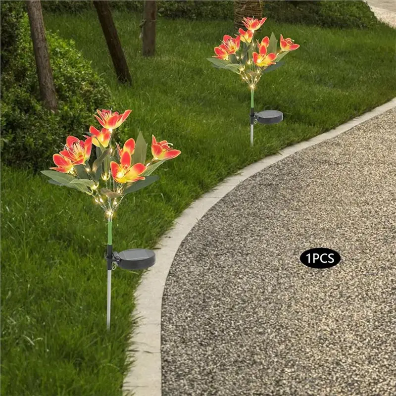 ABMS-Solar Light 7 Head Solar Swaying Orchid Outdoor Waterproof Garden Decor Light Solar Powered Flowers