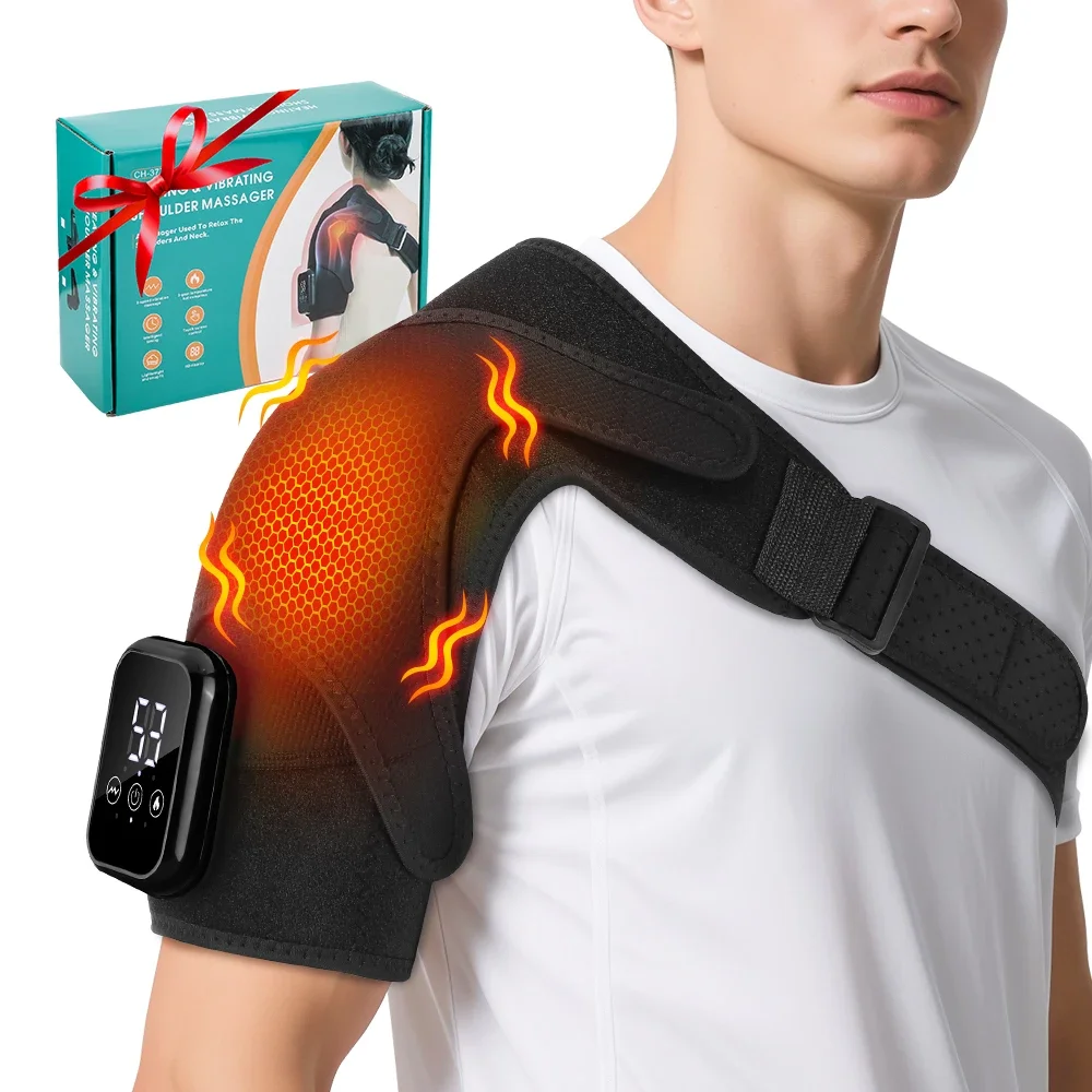 

Electric Heating Shoulder Massage 3 Levels Vibrate 3 Gears Heated Back Shoulder Brace Shoulder Massage Belt For Arm Muscle Relax