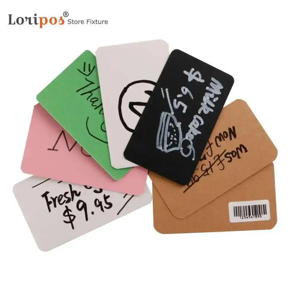 100 ชิ้นข้อมูลตั๋วบัตรคําใหม่กระดาษคราฟท์เปล่าที่เขียนด้วยลายมือตัวอักษรกระดาษแข็งร้านค้าปลีกราคาชื่อชอล์ก Board