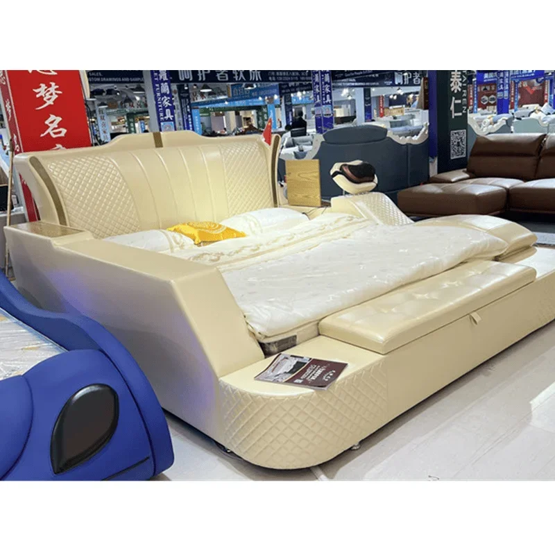 Modern simple multi-functional tatami leather bed electric