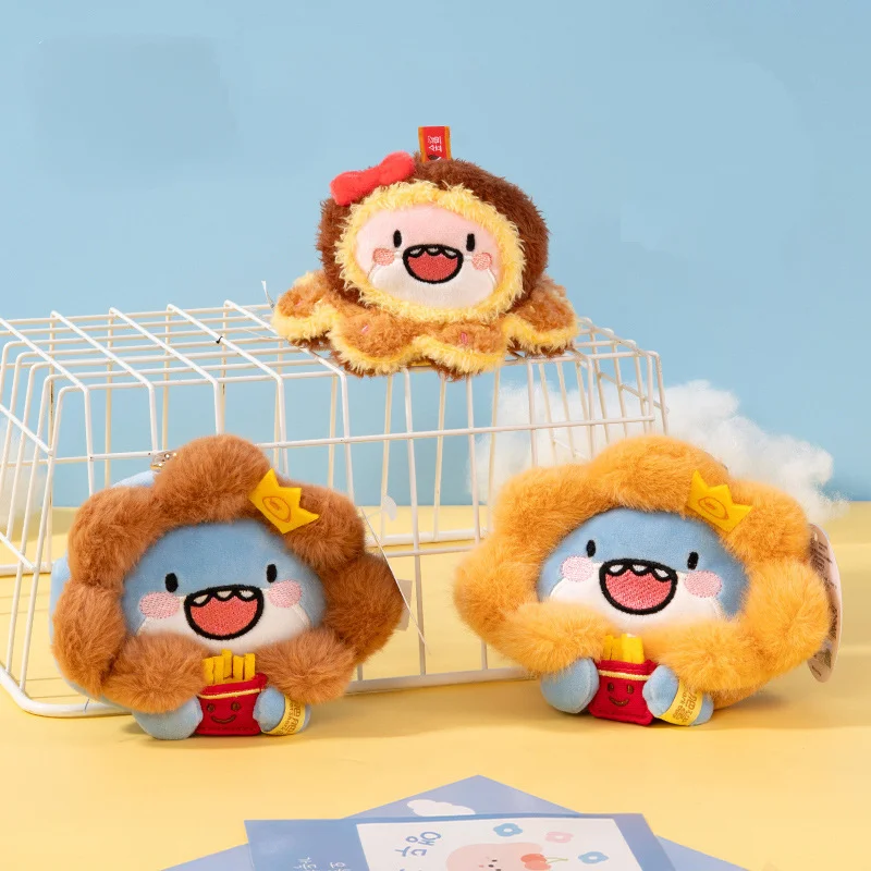 Cartoon fatShark Plush coin purse Wallet Kawaii Shark Earphone Pack Card Pack Boys and girls plush keychain toys birthday gift