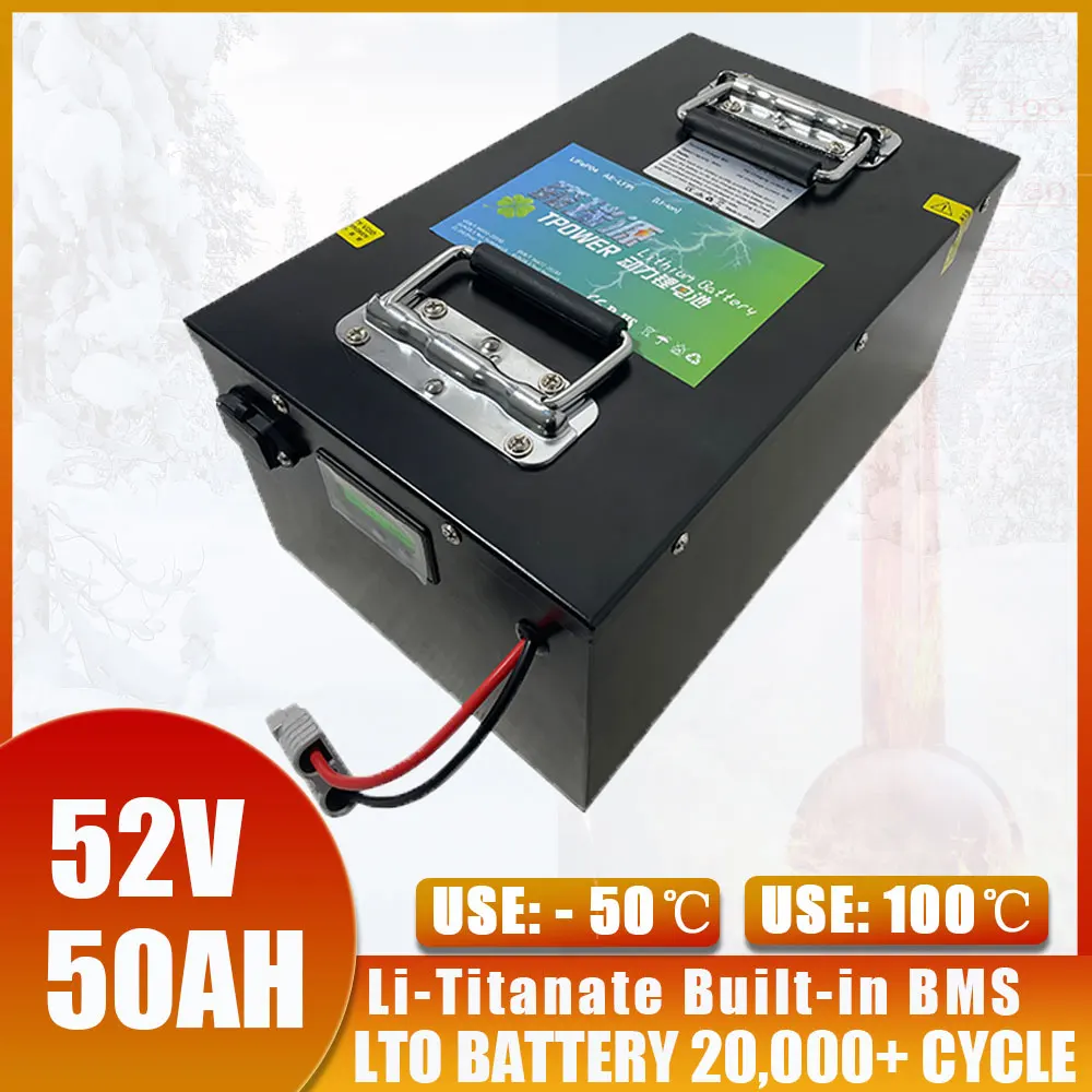 

52V 50AH LTO Built-in 80A 100A 150A BMS 48V Electric Scooter Citycoco Tricycle Golf Cart Trolling Motor Lithium Titanate Battery