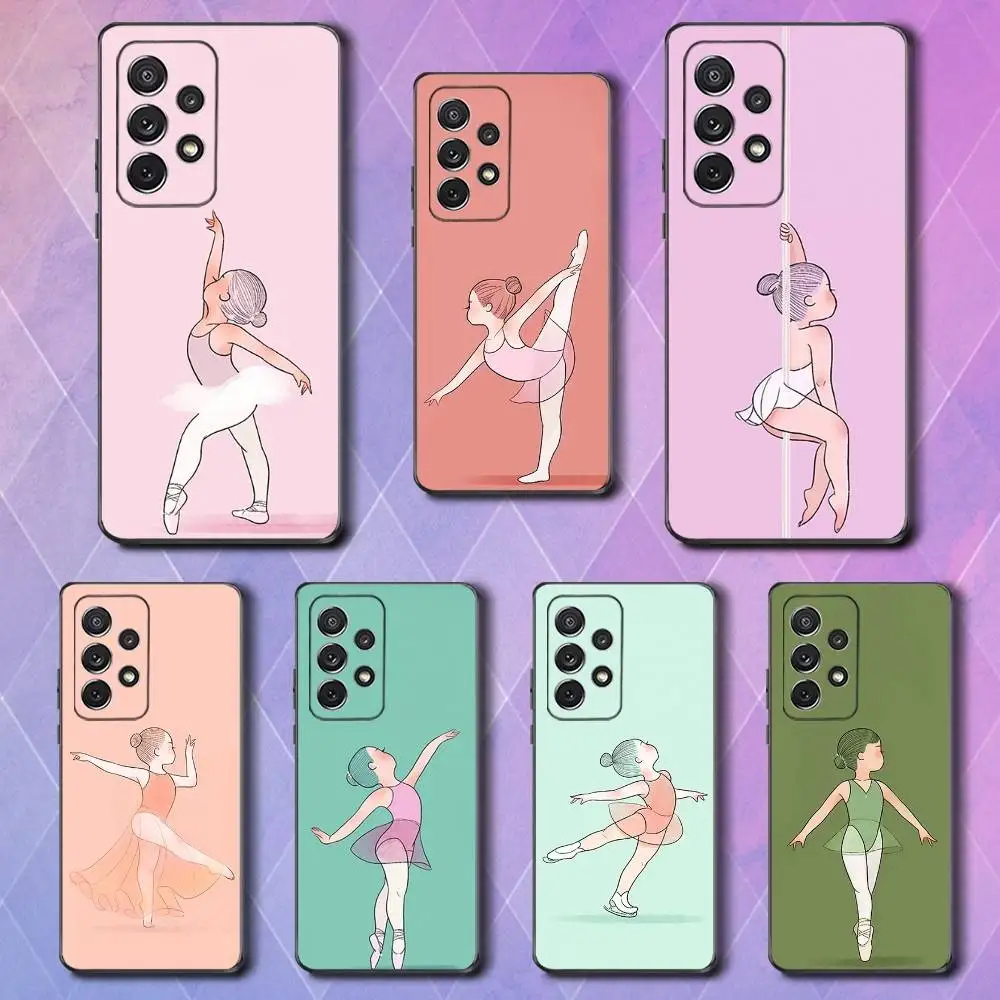 

Cartoon Ballet Girl Phone Case For Samsung S25,S24,S23,S22,S21,S20,S10,Ultra,Plus,Lite,FE,Soft Silicone Black Cover