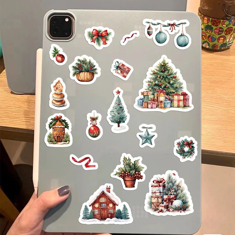 32 ورقة لغز الكرتون زينة عيد الميلاد ثلج حزب الوجه ملصقات الحرف اليدوية للماء لعب الأطفال ملصقات PVC #2