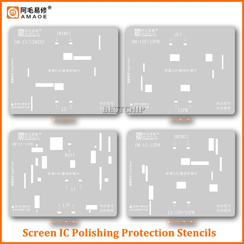 Amaoe Screen IC Polishing Protection BGA Reballing Stencils For iPhone 11 11Pro 12 12Pro 13Pro 13 Pro Max 13Mini 13ProMax