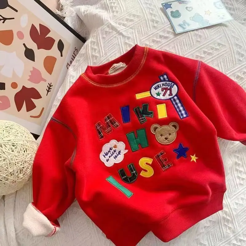 Kids Boys And Girls Thin Sweater Autumn And Winter New Label Embroidery Japanese Children\'s Baby Loose Children\'s Top