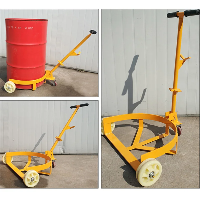 Fabriek 500 kg capaciteit 55 gallon wiel olievat kar olievat verplaatser vat trolley voor constructie mobiele basis pull-type