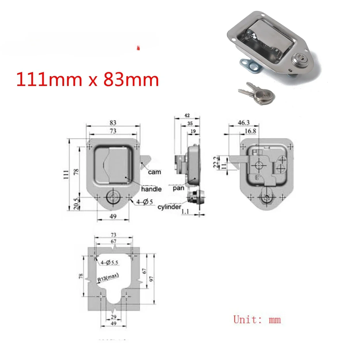 Ship accessories, stainless steel toolbox lock handle door lock cabinet door lock for yacht conversio